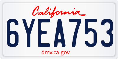 CA license plate 6YEA753