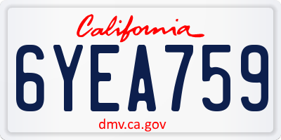 CA license plate 6YEA759