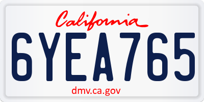 CA license plate 6YEA765