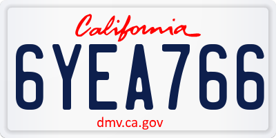 CA license plate 6YEA766
