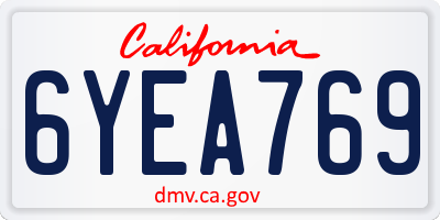 CA license plate 6YEA769