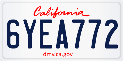 CA license plate 6YEA772