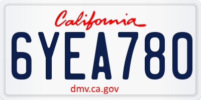 CA license plate 6YEA780