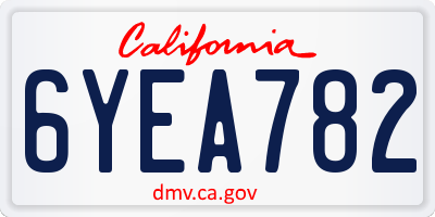 CA license plate 6YEA782