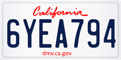 CA license plate 6YEA794