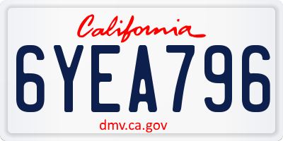 CA license plate 6YEA796