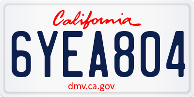 CA license plate 6YEA804