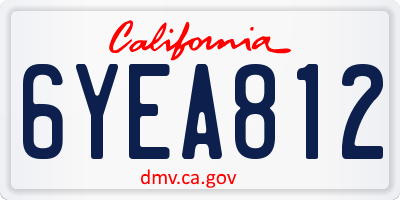 CA license plate 6YEA812