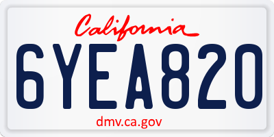 CA license plate 6YEA820