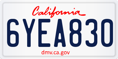 CA license plate 6YEA830