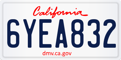 CA license plate 6YEA832