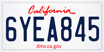 CA license plate 6YEA845