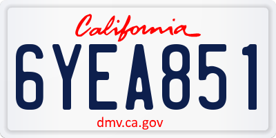 CA license plate 6YEA851