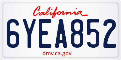 CA license plate 6YEA852