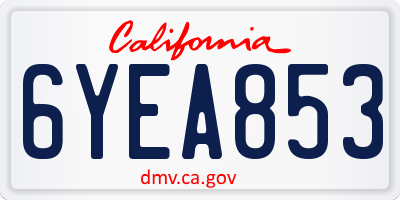 CA license plate 6YEA853