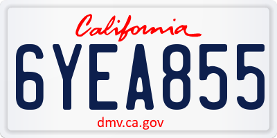 CA license plate 6YEA855