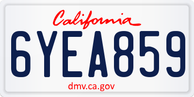 CA license plate 6YEA859