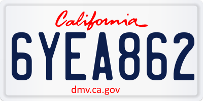 CA license plate 6YEA862