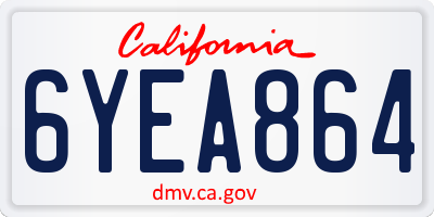 CA license plate 6YEA864