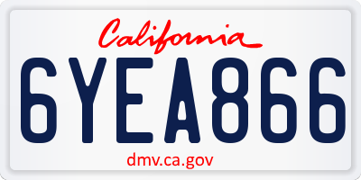 CA license plate 6YEA866