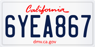 CA license plate 6YEA867