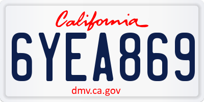 CA license plate 6YEA869