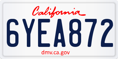CA license plate 6YEA872