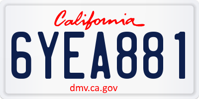 CA license plate 6YEA881