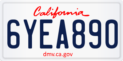 CA license plate 6YEA890
