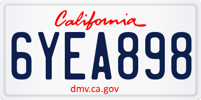 CA license plate 6YEA898