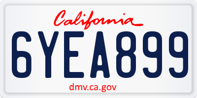 CA license plate 6YEA899