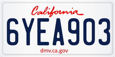 CA license plate 6YEA903
