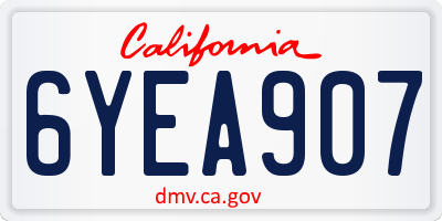 CA license plate 6YEA907