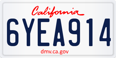 CA license plate 6YEA914