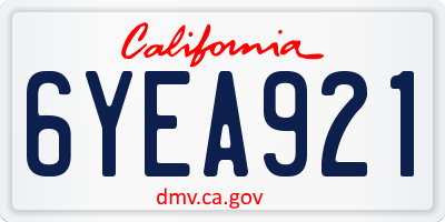 CA license plate 6YEA921