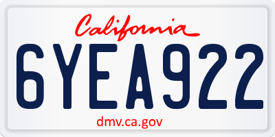 CA license plate 6YEA922
