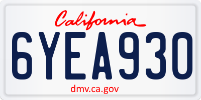 CA license plate 6YEA930