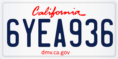 CA license plate 6YEA936