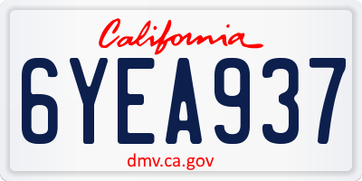 CA license plate 6YEA937