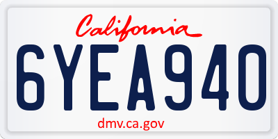 CA license plate 6YEA940
