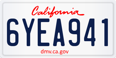 CA license plate 6YEA941