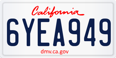 CA license plate 6YEA949