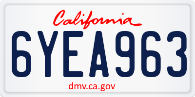 CA license plate 6YEA963