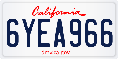 CA license plate 6YEA966