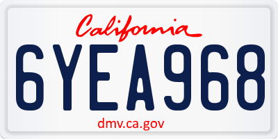 CA license plate 6YEA968