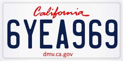 CA license plate 6YEA969
