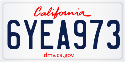 CA license plate 6YEA973