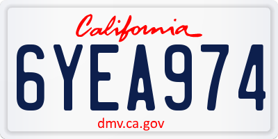 CA license plate 6YEA974