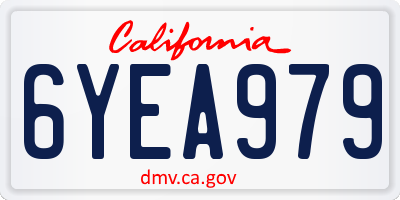 CA license plate 6YEA979