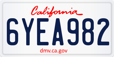 CA license plate 6YEA982